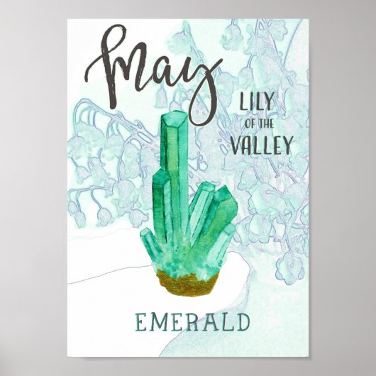 May Birthday Emerald and Lily of the Valley Poster (Voorkant)
