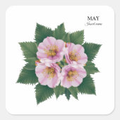 May Birthday Hawthorn Bloom: gepersonaliseerde blo Vierkante Sticker (Voorkant)