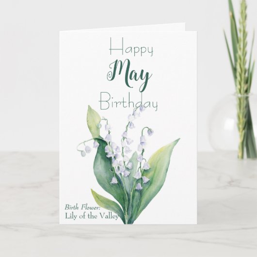 May Birthday Kaart, Lily of the Valley Birth Flowe Kaart (Voorkant)