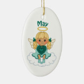 May Birthstone Angel Blonde Keramisch Ornament (Rechts)