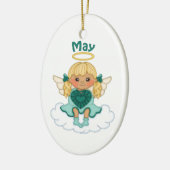 May Birthstone Angel Blonde Keramisch Ornament (Links)