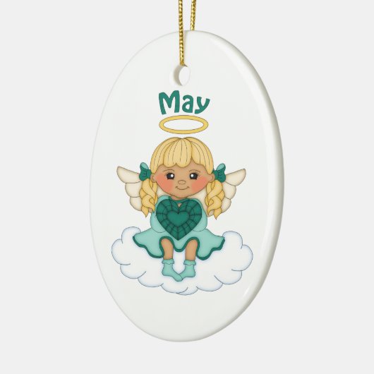 May Birthstone Angel Blonde Keramisch Ornament (Links)