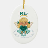 May Birthstone Angel Blonde Keramisch Ornament (Voorkant)