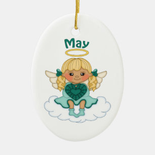 May Birthstone Angel Blonde Keramisch Ornament