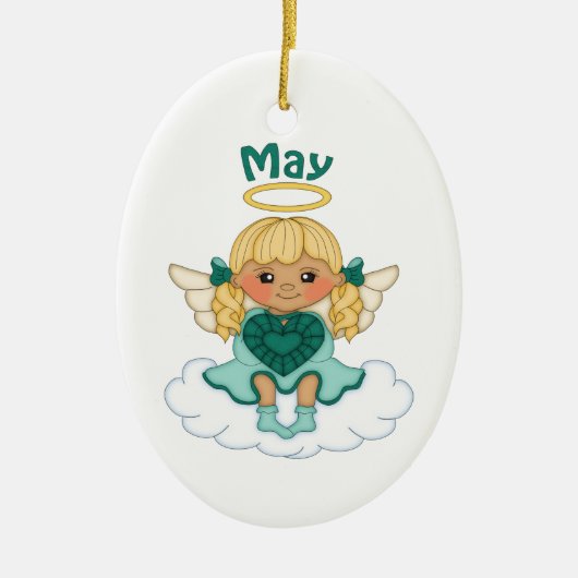 May Birthstone Angel Blonde Keramisch Ornament (Voorkant)