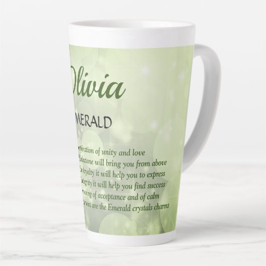 May Birthstone Emerald design Latte Mok (Rechterhoek)