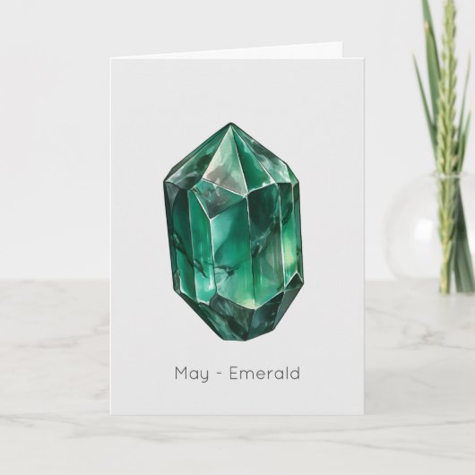 May Birthstone Emerald Happy Birthday Kaart (Voorkant)