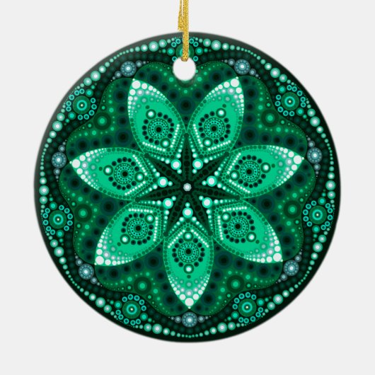 May Birthstone Emerald Mandala Ornament (Achterkant)