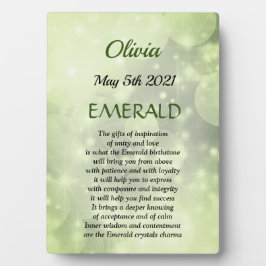 May Birthstone Emerald Tabletop Plaque met Easel Fotoplaat