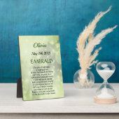 May Birthstone Emerald Tabletop Plaque met Easel Fotoplaat (Zijkant)
