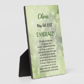 May Birthstone Emerald Tabletop Plaque met Easel Fotoplaat (Zijkant)