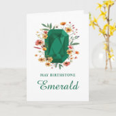 May Birthstone Emerald Verjaardag met wilde bloeme Kaart (Gele Bloem)
