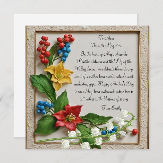 May Blossoms Hawthorn en Lily van de vallei Feestdagenkaart (Voorkant / Achterkant)