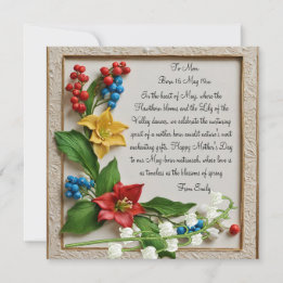 May Blossoms Hawthorn en Lily van de vallei Feestdagenkaart