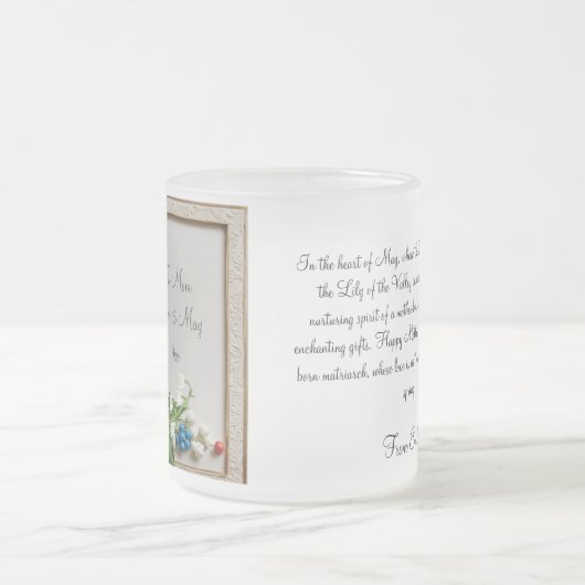 May Blossoms Hawthorn en Lily van de vallei Matglas Koffiemok (Center)