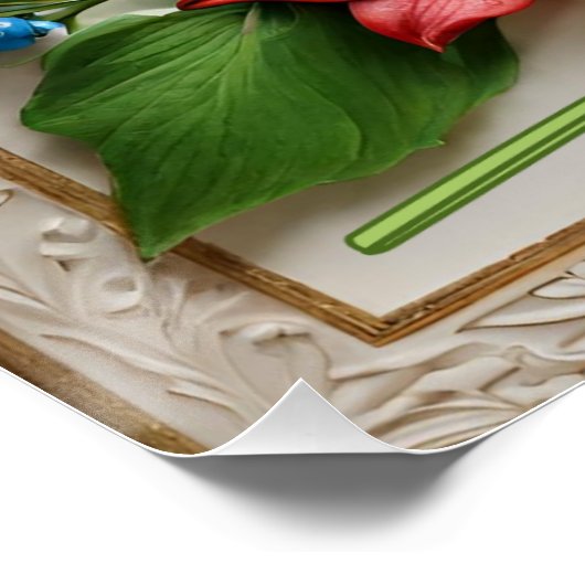 May Blossoms Hawthorn en Lily van de vallei Perfect Poster (Hoek)