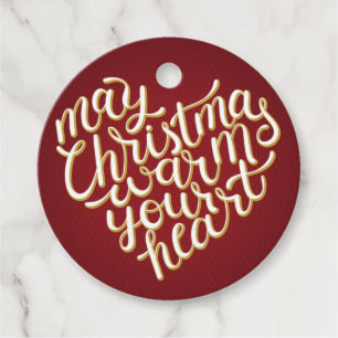 May Christmas verwarmt je hart typografie Tekst Bedankjes Labels