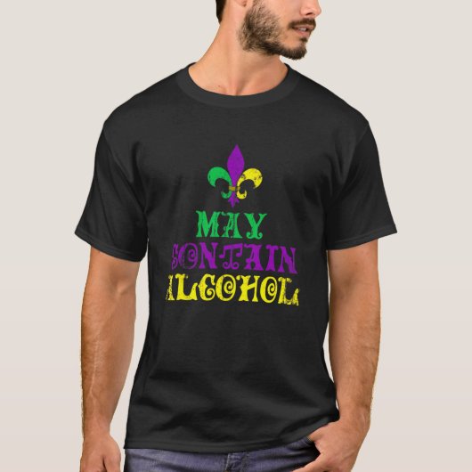 May Contain Alcohol Funny Mardi Gras T-shirt (Voorkant)