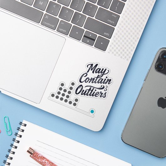 May Contain Outliers Data Vinyl Sticker (w/ Chart) (Laptop met iPhone)