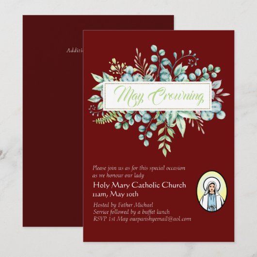 May Crowning nodigt de Maagd Maria katholieke uitn (Voorkant / Achterkant)