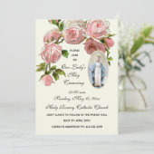 May Crowning Virgin Mary Religieuze Roze Roses Kaart (Staand voorkant)