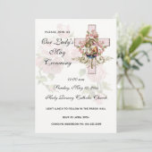 May Crowning Virgin Mary Religious Roses Invi Kaart (Staand voorkant)