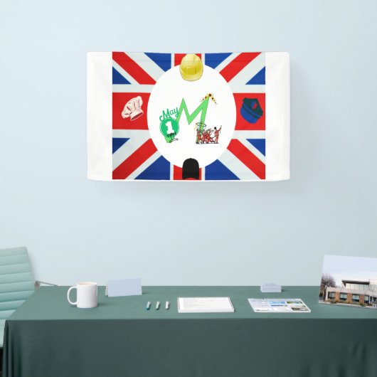 May Day (Dag van de Arbeid) - Brits thema Spandoek (Beurs)