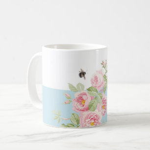 May Day Summer Rozen Aqua Stripe Koffiemok