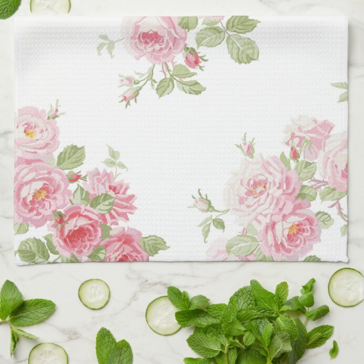 May Day Summer Rozen gebleekt Linen Theedoek (Gevouwen)