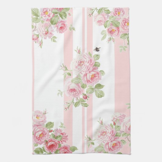 May Day Summer Rozen peony stripe Theedoek (Verticaal)