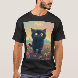 May Dreamwalk – Reusachtige Kat in het Klaprozenve T-shirt