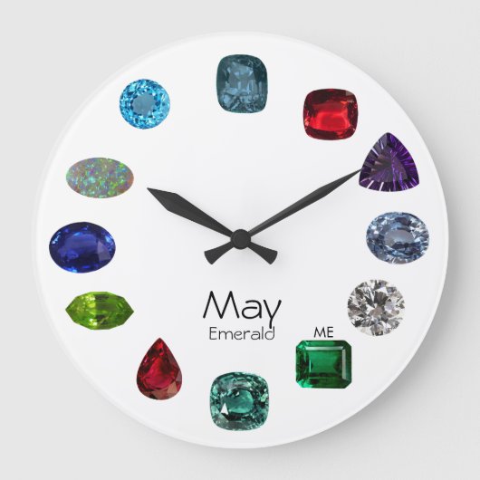 May Emerald Birthstone Design Grote Klok (Voorkant)