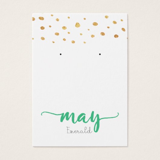 May Emerald Birthstone Earring Display Card Visitekaartje (Voorkant)