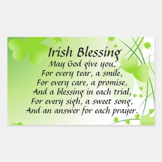 May God give You, Irish Blessing, Shamrocks Hearts Rechthoekige Sticker (Voorkant)