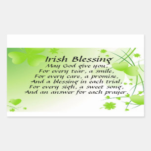 May God give You, Irish Blessing, Shamrocks Hearts Rechthoekige Sticker