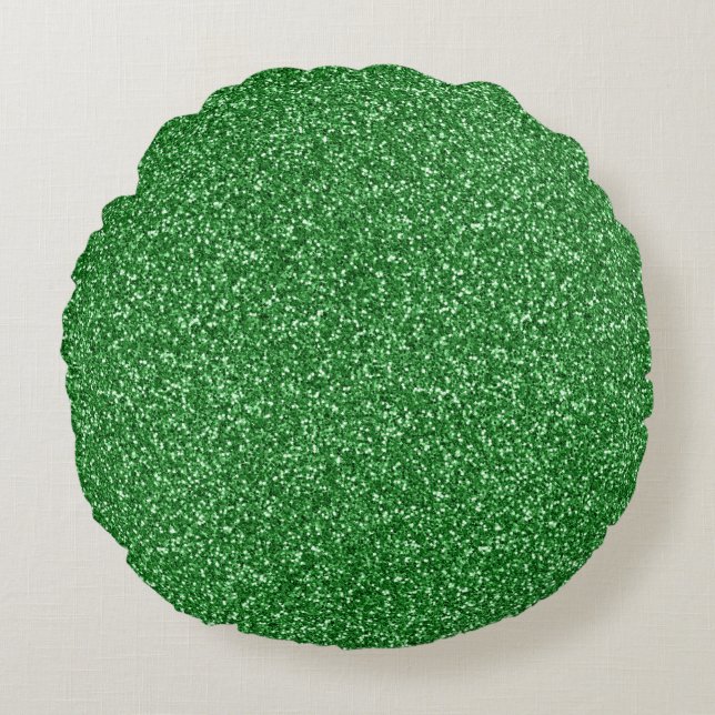 May Green Glitter Rond Kussen (Voorkant)