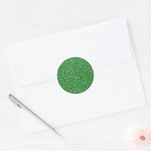 May Green Glitter Ronde Sticker (Envelop)