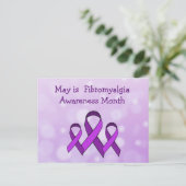 May is Fibromyalgie Month Paars Ribbon Briefkaart (Staand voorkant)