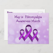 May is Fibromyalgie Month Paars Ribbon Briefkaart (Voorkant / Achterkant)