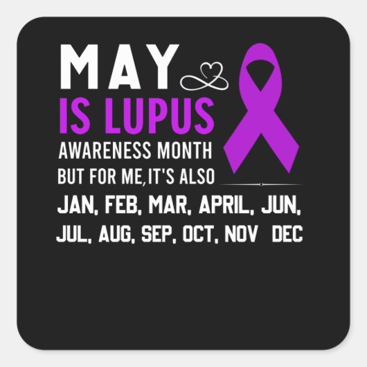 May is Lupus Awareness Month Paarse Ribbon Vierkante Sticker (Voorkant)
