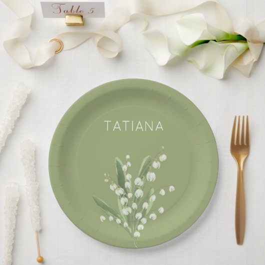 May Lily of the Valley Floral Bouquet Aangepaste n Papieren Bordje (Huwelijk)