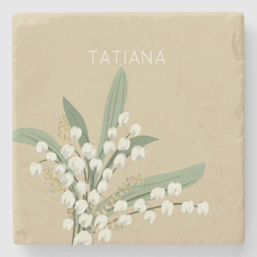 May Lily of the Valley Floral Bouquet Aangepaste n Stenen Onderzetter (Voorkant)
