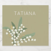 May Lily of the Valley Floral Bouquet Custom Name Sparkling Wijnetiket (Enkel label)
