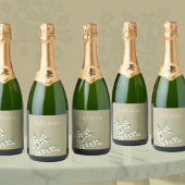 May Lily of the Valley Floral Bouquet Custom Name Sparkling Wijnetiket