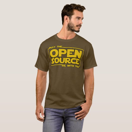 May Open Source programmeert grappige devooien lin T-shirt (Voorkant volledig)