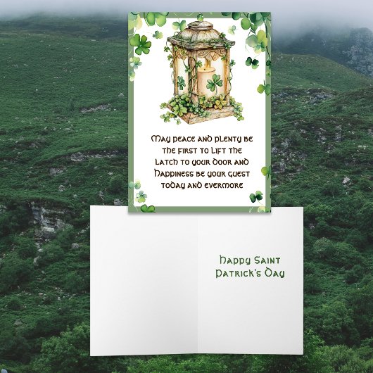 May Peace n Plenty Irish Blessing Shamrock Lantern Kaart