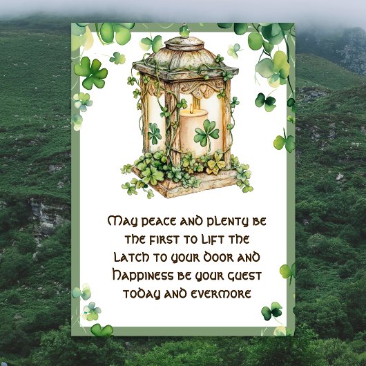 May Peace n Plenty Irish Blessing Shamrock Lantern Kaart