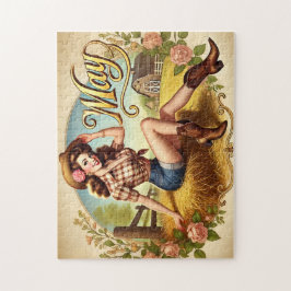 May Retro Country Cowgirl Western Pin-Up  Legpuzzel