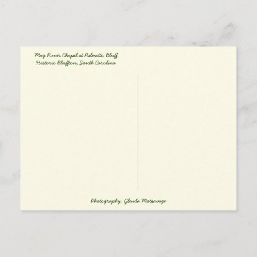 May River Chapel Palmetto Bluff Bluffton SC Briefkaart (Achterkant)