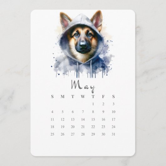 May Stand-alone Kalender Duitse Herdershond Art Menu (Voorkant)